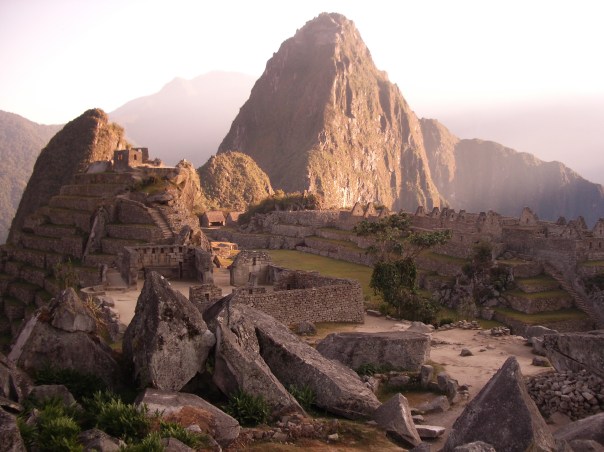The sun rushes in over the majestic peak of Waynupicchu